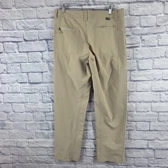 Patagonia Men Beige Quandary Pants Hiking Trail Zip Pocket Stretch Nylon 35X31 - Picture 3 of 11
